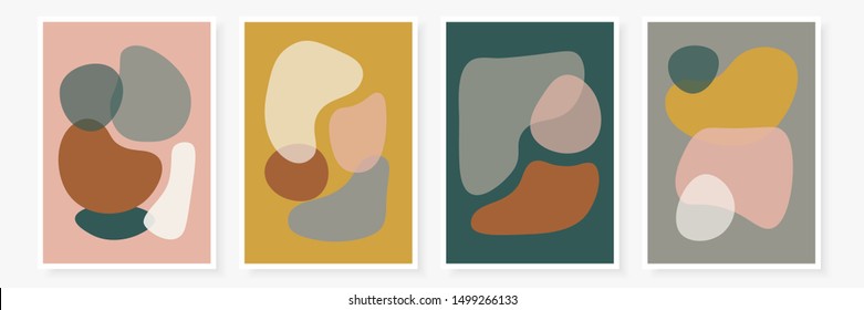 Modern templates set with abstract shapes. Contemporary collage style for wedding invitations, flyers, cards, poster, magazine cover, etc.
