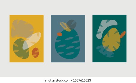 Modern templates set with abstract shapes. Contemporary collage style for wedding invitations, flyers, cards, poster, magazine cover.