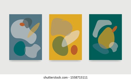 Modern templates set with abstract shapes. Contemporary collage style for wedding invitations, flyers, cards, poster, magazine cover.