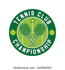 Moderno Club de Tenis, vector de logotipo deportivo
