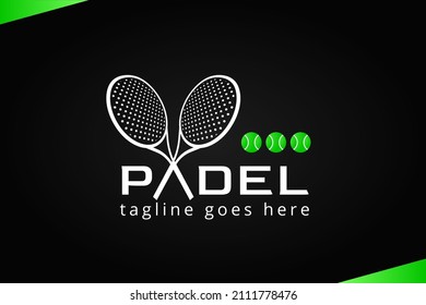 Modern Tennis or Padel Logo Design for Your Business, Competition, or Club. Tennis Logo. Padel Logo with double rackets incorporated into letter A and triple tennis ball