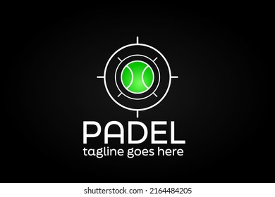 Modern Tennis or Padel Logo Design for Your Business, Competition or Club with Target icon and the tennis ball in the center. Target Logo. Tennis Logo. Padel Logo
