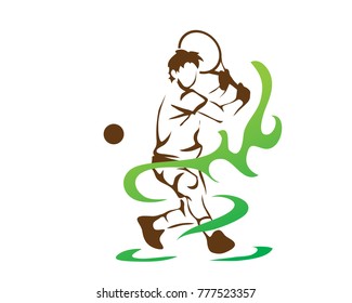Modern Tennis Player In Action Logo Illustration