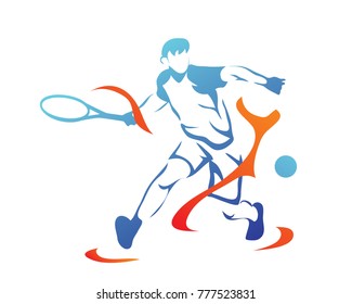 Modern Tennis Player In Action Logo Illustration