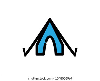 Modern tent filled icon vector collection in stylish colors of traveling, tourism and vacation theme. Isolated on white background. - Vector