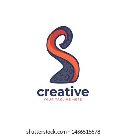 Modern tentacle logo design vector.