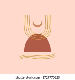 Modern terracotta abstract art print. Vector smooth shapes illustration. Warm earthly palette.