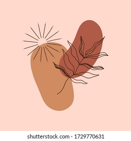 Modern terracotta abstract art print. Vector smooth shapes illustration. Warm earthly palette.