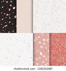 Modern terrazzo background. Seamless pattern. Set of different marble surface. Vector illustration