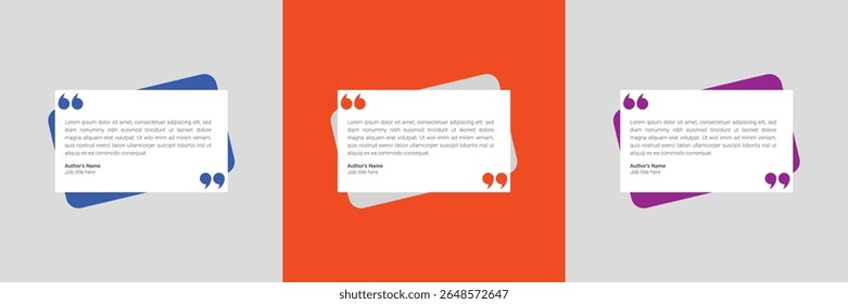 Modern testimonial quote box template for social media and customer reviews. Editable vector design. Communication or suggestion testimonial in chat bubble design. Bubble testimonial banner, quote.