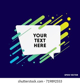 Modern text box with colorful stripes and dark blue background. Vector illustration.