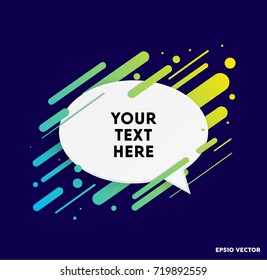 Modern text box with colorful stripes and dark blue background. Vector illustration.