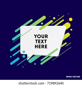 Modern text box with colorful stripes and dark blue background. Vector illustration.