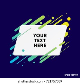 Modern text box with colorful stripes and dark blue background. Ideal for motivational quotations.  Vector illustration.
