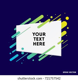 Modern text box with colorful stripes and dark blue background. Ideal for motivational quotations.  Vector illustration.