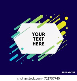 Modern text box with colorful stripes and dark blue background. Ideal for motivational quotations.  Vector illustration.