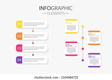 Modern text box infographics elements for use in business, present team work etc. Infographics elements with 2 versions and 4 colors.