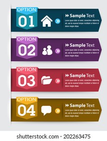 modern text box template, four color label, icon, numbers.