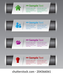 modern text box template for website, labels, icon.