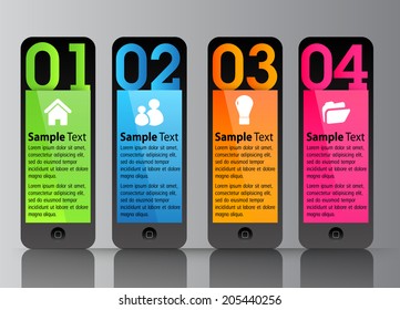 modern text box template for website and graphic, numbers, icon. 