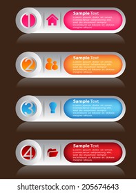 modern text box template for website and graphic, numbers, icon. 
