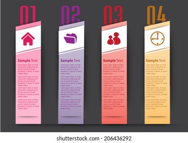modern text box template for website, numbers, icon. 
