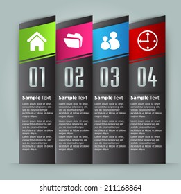 modern text box template for website and graphic, numbers, icon.