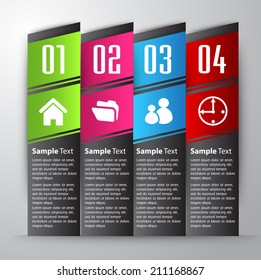 modern text box template for website and graphic, numbers, icon.