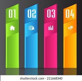 modern text box template for website and graphic, numbers, icon.
