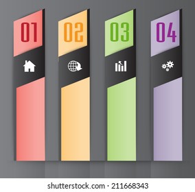 modern text box template for website and graphic, numbers, icon.