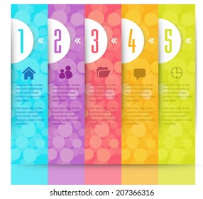 modern text box for website and business, numbers, icon. Colorful Defocused Light, Flickering Lights background.