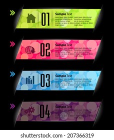 modern text box for website and business, numbers, icon. Colorful Defocused Light, Flickering Lights background.