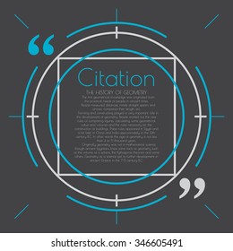 Modern text bubble. Text, link, comment. Design element with a text bubble. Information design for web and print. A text document in a modern frame. Linear style background. The text in quotes.