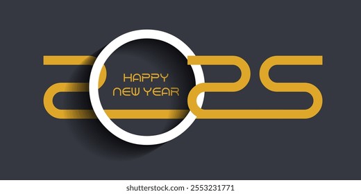 Modern text design in grey and yellow for Happy New Year banner
