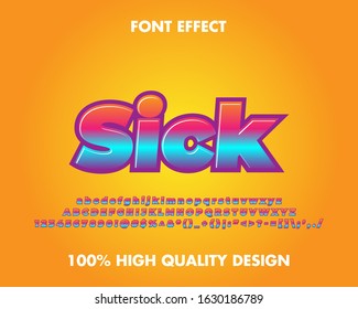 Modern Text Effect purple, blue and pink gradient. full set alphabet, number, and symbol. Premium Vector