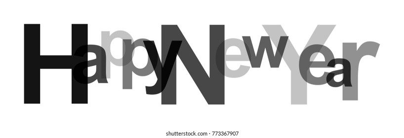Modern text Happy New Year, celebration greeting card, vector art