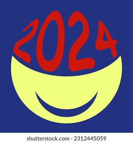 Modern text year 2024 with a smile