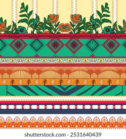 Modern Textile Art Highlighting Bold Floral Patterns for Shirts and Dupatta Prints.