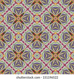 Modern textile design from the Caribbean. Seamless vector artwork in dynamic, vibrant and fancy colors, inspired by traditional motifs 