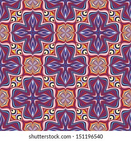 Modern textile design from the Caribbean. Seamless vector artwork in dynamic, vibrant and fancy colors, inspired by traditional motifs 