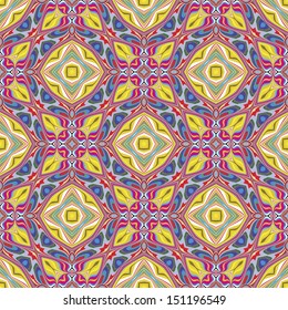 Modern textile design from the Caribbean. Seamless vector artwork in dynamic, vibrant and fancy colors, inspired by traditional motifs 