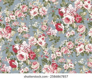 Modern textile design, flower nature, all over seamless pattern with tone colour illustration digital image printing factory 