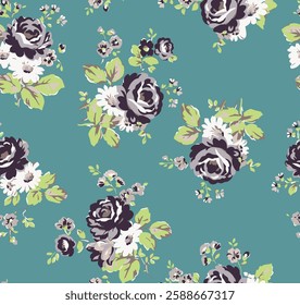 Modern textile design, flower nature, all over seamless pattern with tone colour illustration digital image printing factory 