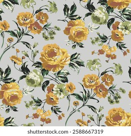 Modern textile design, flower nature, all over seamless pattern with tone colour illustration digital image printing factory 