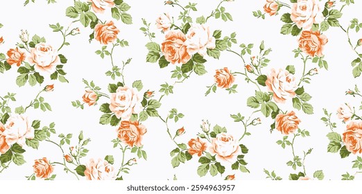 Modern textile design, flower nature, all over seamless pattern with tone colour illustration digital image printing factory  
