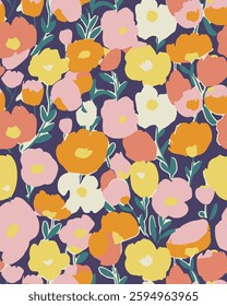Modern textile design, flower nature, all over seamless pattern with tone colour illustration digital image printing factory  
