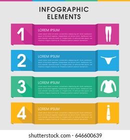 Modern textile infographic template. infographic design with textile icons includes female underwear. can be used for presentation, diagram, annual report, web design.
