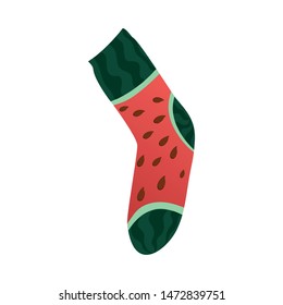 Modern textile sock, funny watermelon fruit print