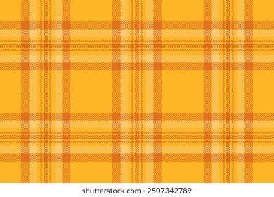 Fondo de textura moderna sin costuras, Vector de patrón textil de los años setenta. Tela a cuadros de tartán de adorno a cuadros en la paleta de colores ámbar y naranja.