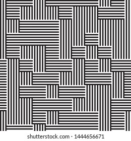 Modern texture with black bands. Vector seamless pattern. Pattern with 50% foreground (black and white bands) and 50% background (black and white bands)